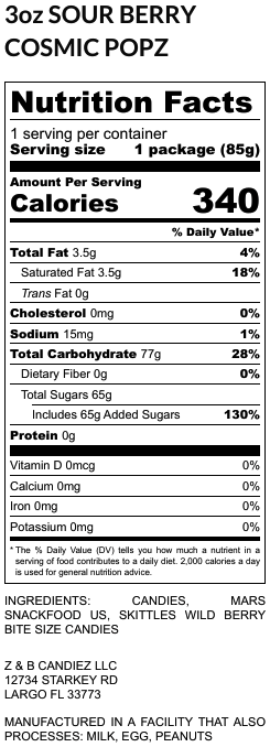 (LIMITED EDITION) SOUR BERRY COSMIC POPZ (3oz) (freeze dried candy)